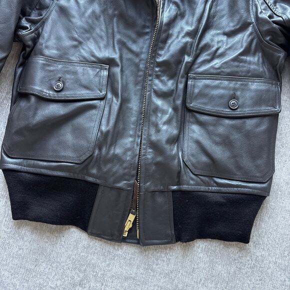 Genuine Men’s US Navy Brown Leather Flight Jacket - Picture 2 of 11